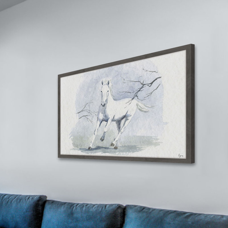 « cheval light », reproduction d’art encadrée, H 20 po x l 30 po x P 1,5 po