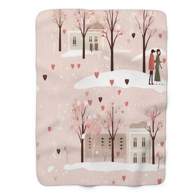 Pink Couple - Couverture sherpa de qualité supérieure 1 pièce, L 60 po x L 80 po