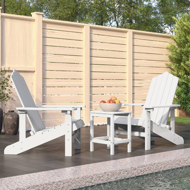 Lucerne Outdoor Adirondack Chair With Table, White