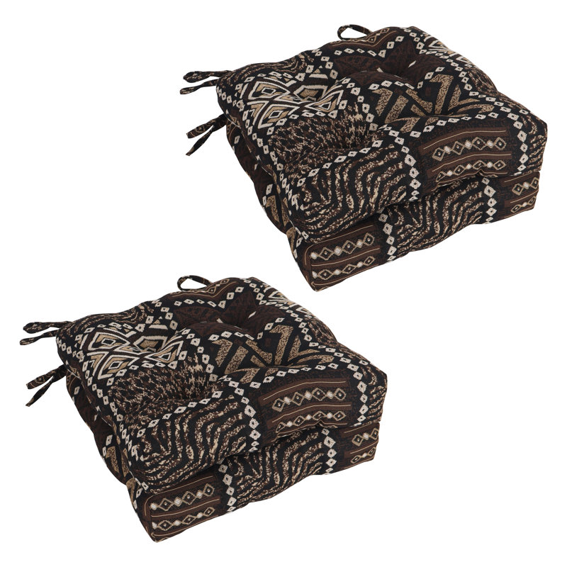 16-Inch Square Woven Tapestry Tufted Chair Cushions (Set Of 4)