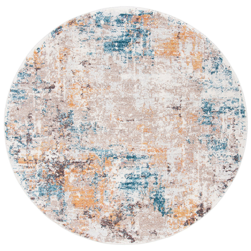 Crystal Performance Abstract Rug, Round 6'7"