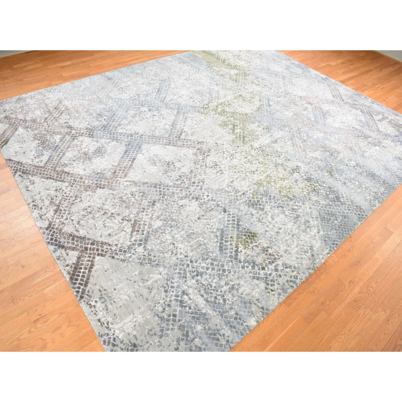 Tapis gris nouvel âge en soie 12 pi 3 po x 15 pi 3 po Sonoma