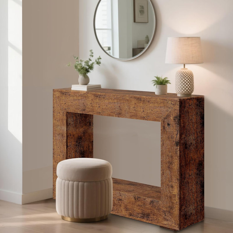 Console de 47 po de style campagnard, canapé-lit long derrière le canapé, table d'entrée en bois, Brun