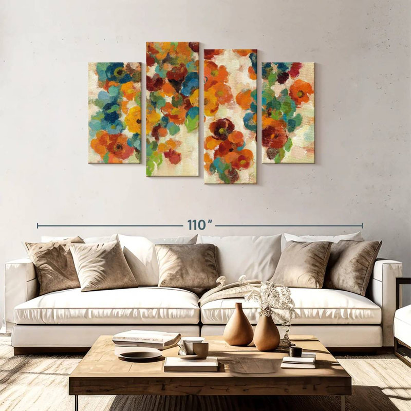 Fleurs épices et turquoise Avery, H 48 po x l 75 po