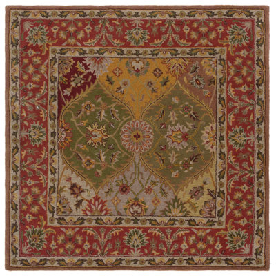 Tapis oriental en laine / coton / latex touffeté à la main Geno - rouge / jaune / vert