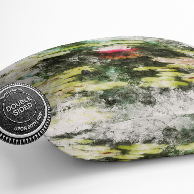 Pink Water Lily Flower Vol.1 Scatter Cushion, Grey/Green, 55cm H x 55cm W x 20cm D