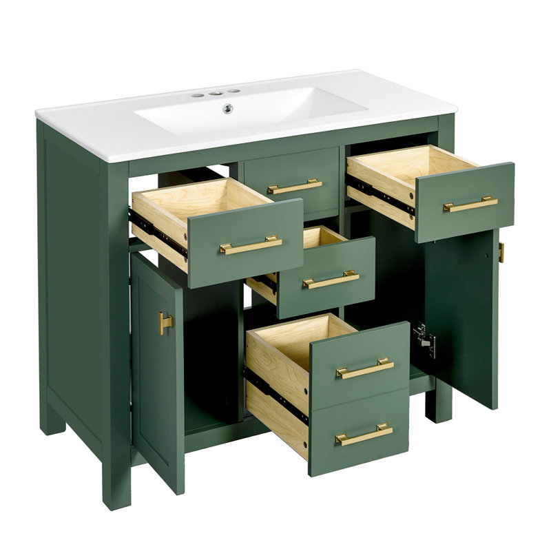 Meuble-lavabo 36 po avec lavabo en céramique, Green