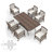 6-person Rectangular dining set with a dining table that has storage