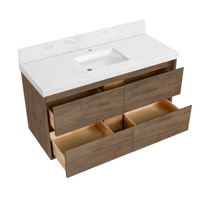 Ensemble de meuble-lavabo mural 48 po, 48", Brun