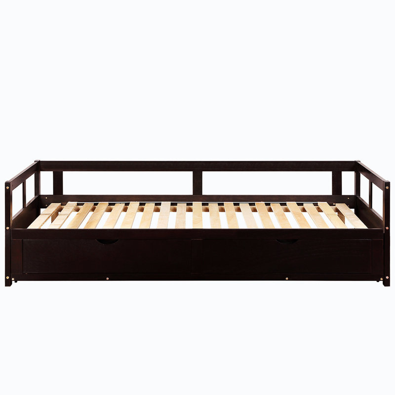 Ronneby Daybed With Trundle Daybed With Storage Wood Daybed Modern Office Furniture, Espresso
