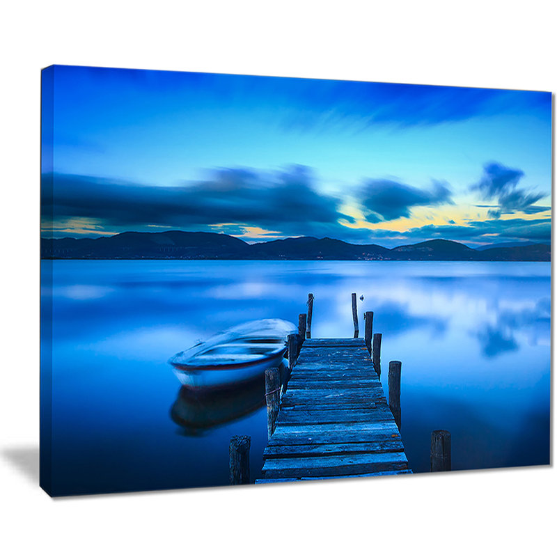 «Cloudy Blue Sky with Pier», reproduction de photo sur toile tendue, H 30 po x l 40 po x P 1 po