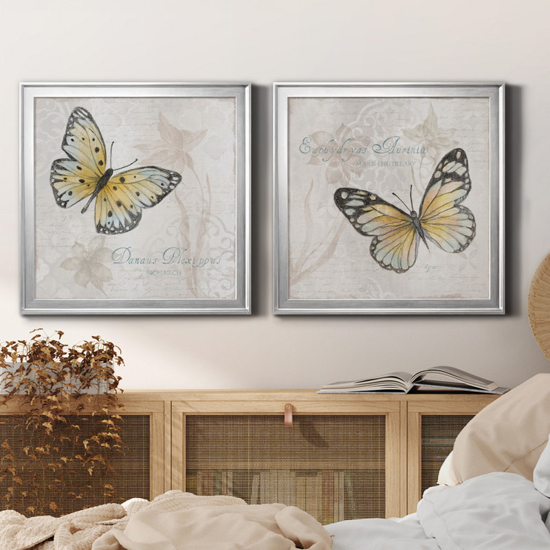 Carte postale papillon I - impression sur toile 2 pièces, Argent, H 30,5 po x l 61 po x P 3 po