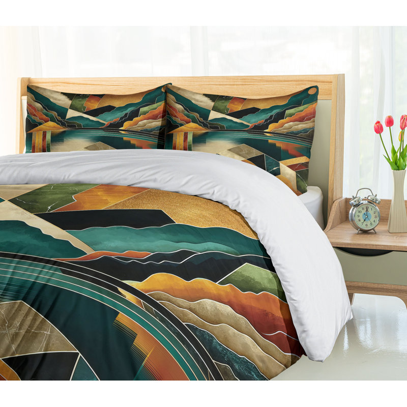 Mid Century Modern Duvet Cover, Queen Duvet Cover + 2 Standard Shams