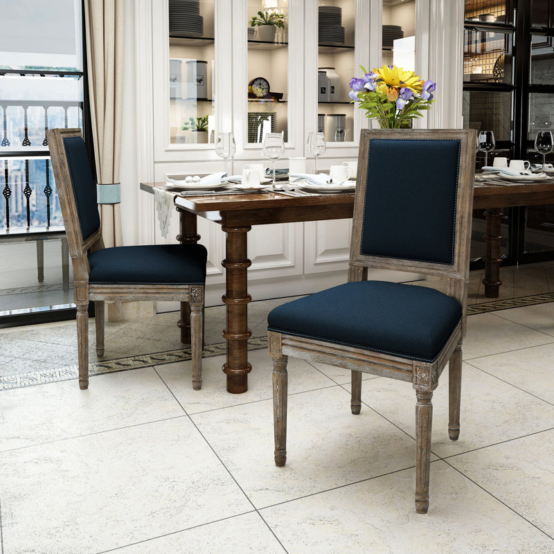 Chaises de salle à manger en tissu bleu marine - de 2, attrait durable 2 en tissu, fabrication