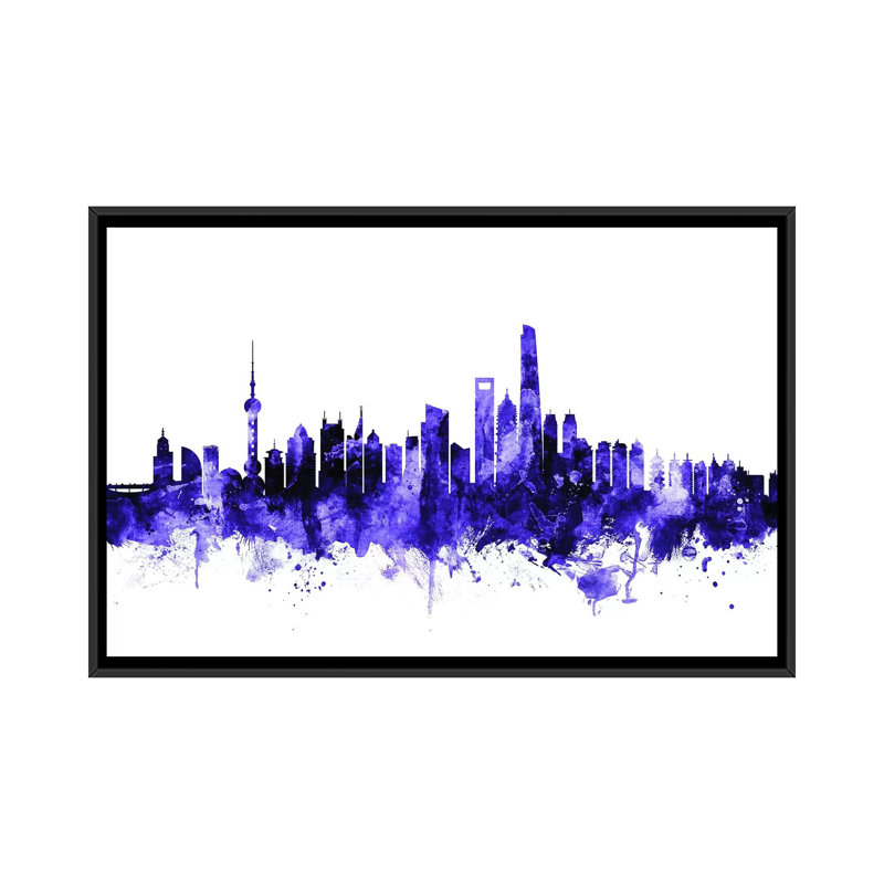 « shanghai, china horizon » par michael tompsett, reproduction d’impression sur toile tendue, H 18 po x l 26 po x P 1,5 po