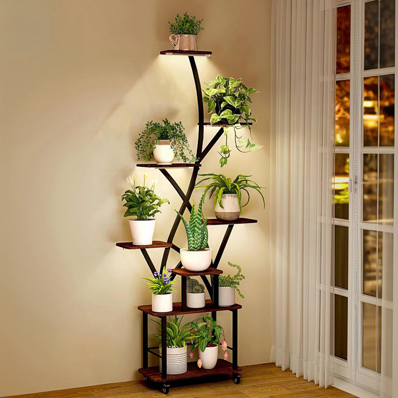 Support pour plante d'intérieur avec étagère de culture à 8 niveaux
