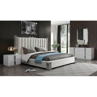 Annaie Vegan Leather Platform Bed