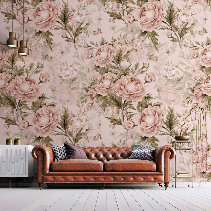 Papier peint floral Blush, L 37 po x l 56 po