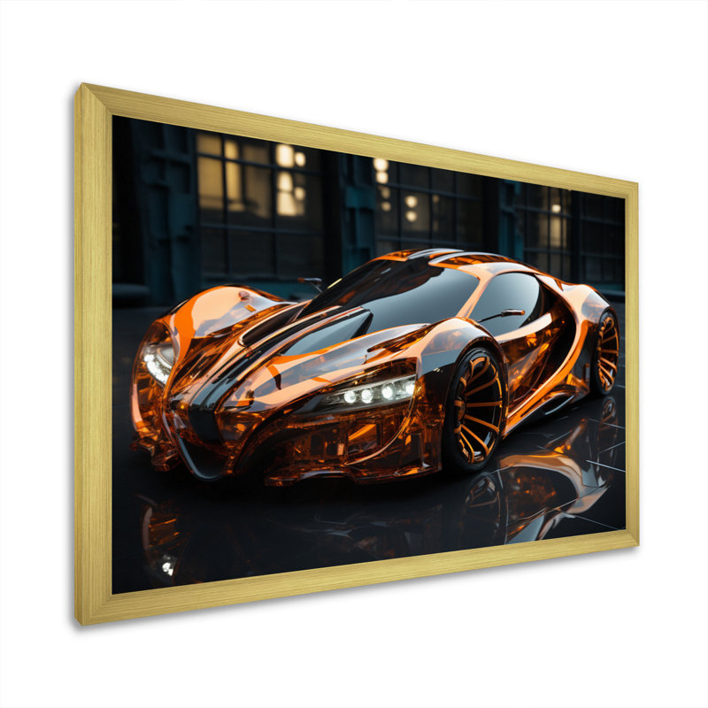Sophistiqué et élégant verre Supercar III sur toile, H 12 po x l 20 po x P 1 po, Cadre doré à une seule photo