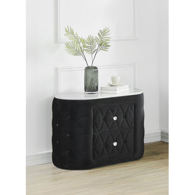 Single-Piece Nightstand With Upholstered Design, Marble Top, And Two Storage Drawers For A Modern And Functional Bedroom