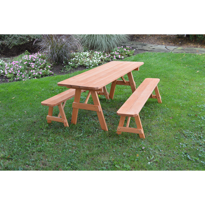 Summerhill 6 - Person Wood Patio Dining Set with Rectangular Table, Mushroom Stain, 70" L x 27" W x 30" H