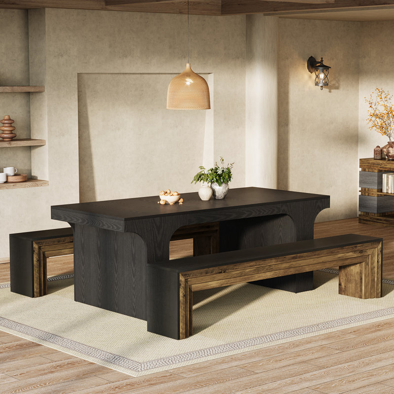 70.9-Inch Extra Long Dining Bench, Black/Brown
