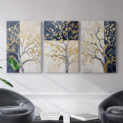 Lanscape Study Series XLVI - Ensemble de 3 toiles tendues avec châssis - Prêt à être accroché