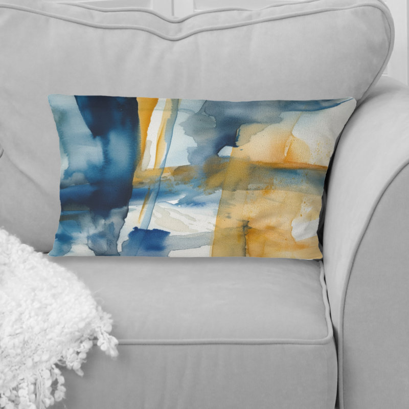 Coussin décoratif bleu et or Fusion V - Fractals