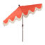 Parasol d'extérieur à frange bohémienne 9 pi avec manivelle et inclinaison Collins, pavillon corail rouge / crème résistant aux rayons UV, mât brun foncé-1412435111-1422570733