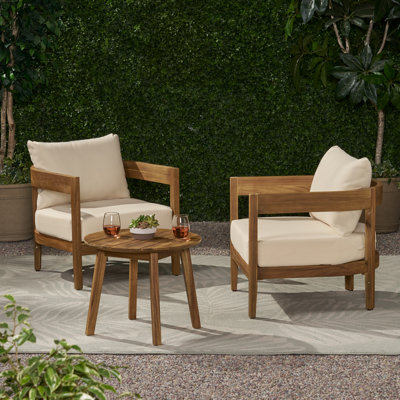 Lorene Outdoor 3 Piece Seating Group with Cushions
