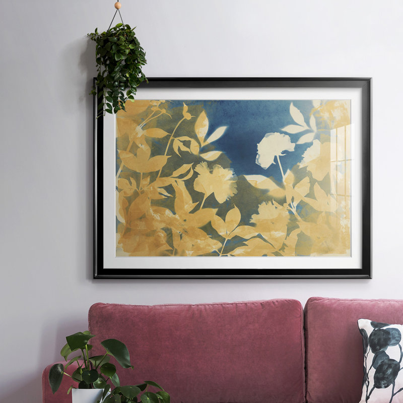 Pivoine champ encadrée sur papier, Noir, H 15 po x l 21 po x P 1,5 po