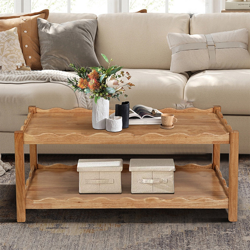 Table basse moderne à 2 niveaux pour meubles de salon, H 18,1 po x L 43,3 po x l 23,6 po, Gris