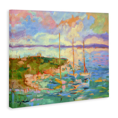«Vivid Abstract Coast with Boat», art mural par Dorothy Fagan