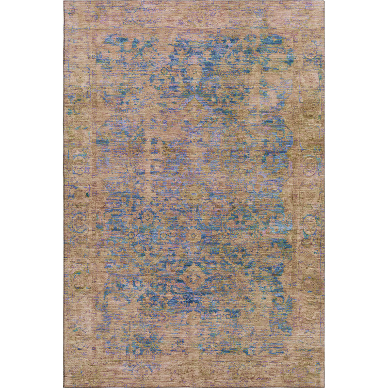 Premium Machine Washable Otte AMF1773 Border Rug, Rectangle 8' x 10'