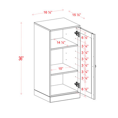 Armoire de rangement de salle de bain 100% bois massif Palace Imports, porte à panneau surélevé, tablettes réglables, 16,5 po de largeur, 35,75 po de hauteur