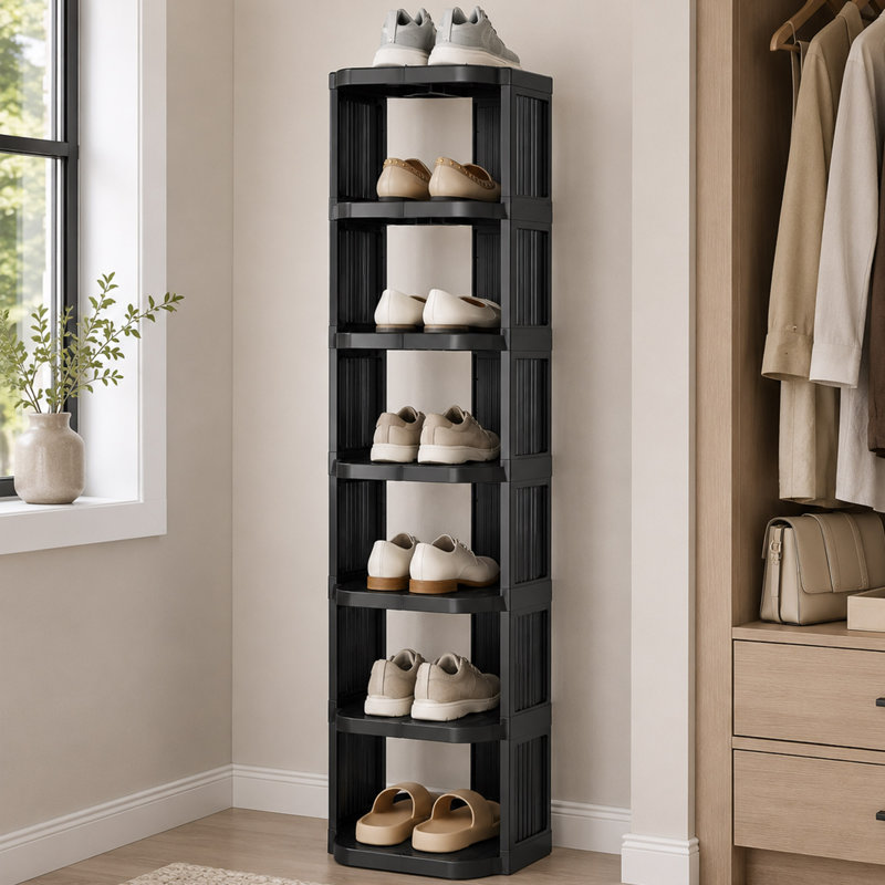 8 Tier Vertical Shoe Rack, Stackable Plastic Shoe Storage with Modular Design