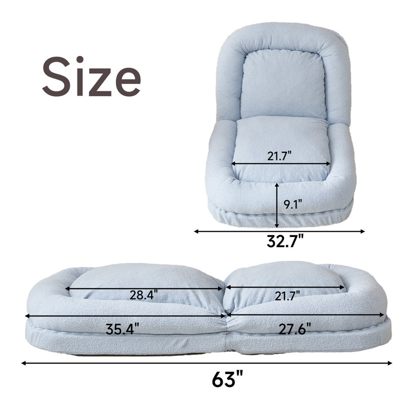 Fauteuil inclinable rembourré en tissu avec dossier réglable Teddy, Ourson bleu