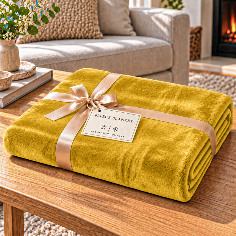 Imperial Homeware London Knitted Blanket, King, Yellow