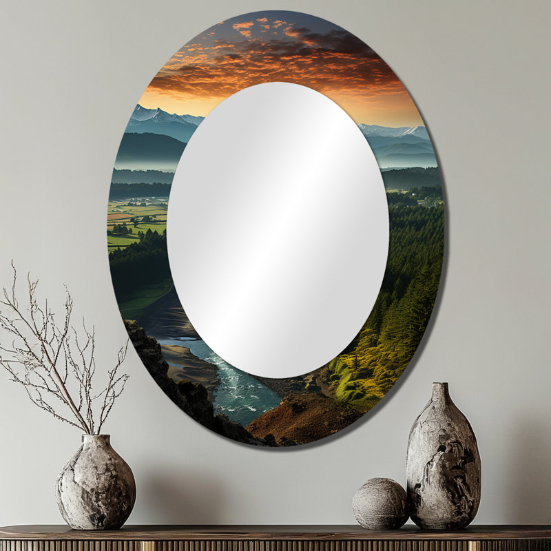 Miroir mural Oregon River Landscape III - Jaune, 40 po x 30 po