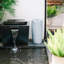 20" Grey Resin Urn Outdoor Water Fountain With LED Lights