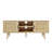 Wood Rattan TV Stand for TVs Up to 65 Inch Media Console with Natural Rattan Doors Herringbone Top Open Shelving and Cable Management for Living Room-91459500