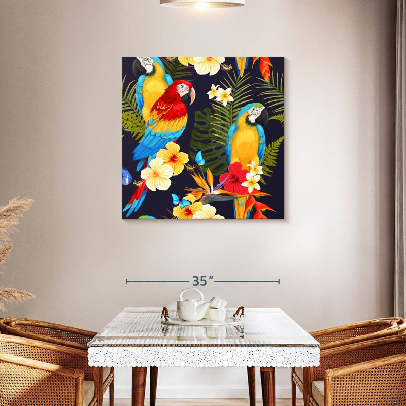 Brampt Macaw Trio, 36" H x 36" W