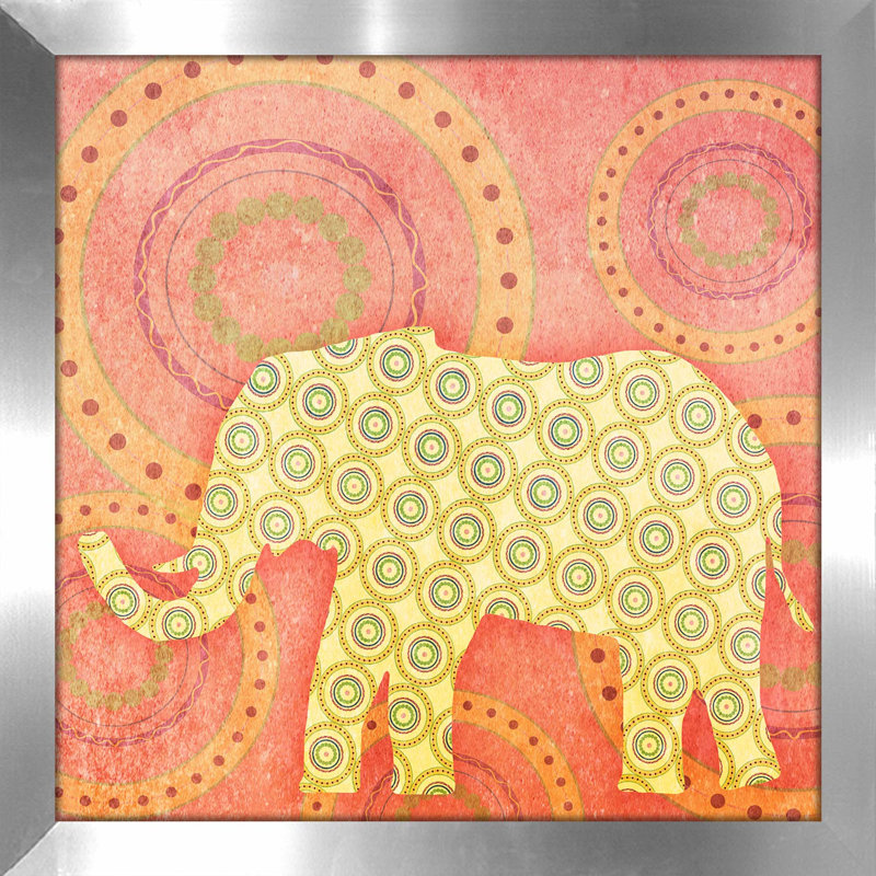 «Elephant», reproduction, H 13,5 po x l 13,5 po x P 1 po, Cadre argenté