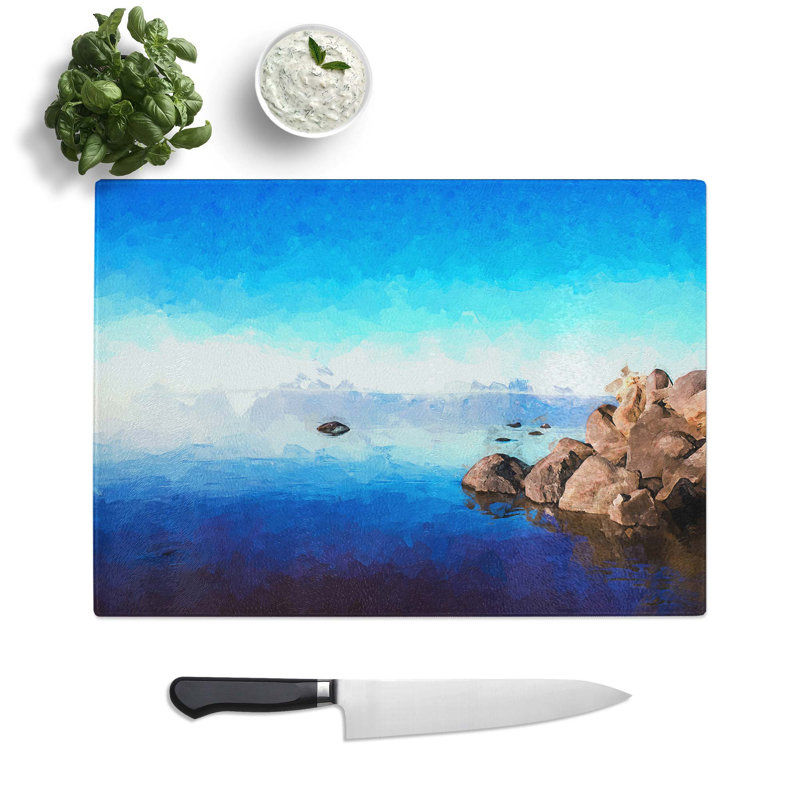 Tempered Glass Sea of Galilee in Israel Chopping Board, 39 cm W x 28.5 cm L
