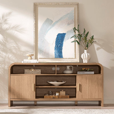 Elegant Curved TV Stand With Hidden Storage For Tvs Up To 65"