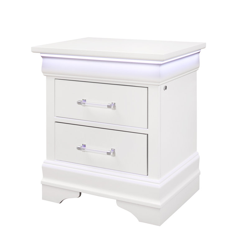 Table de chevet avec DEL, Blanc