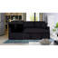 Black Linen Fabric Sectional With Reversible Chaise Sleeper And Storage In Cloth