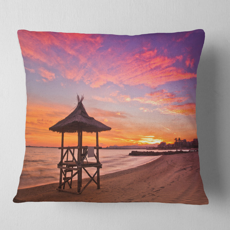 Poste de sauveteur Seashore avec magnifique coussin de plage, 16 po x 1 po, Carré