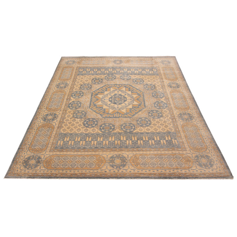 Tapis ivoire unique noué à la main 12 pi 6 po x 14 pi 1 po