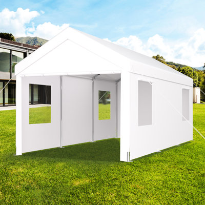 Heavy Duty Carport 10' X 20', Portable With 2 Doors And 4 Ventilated Windows, For Lawn Mowers, White & ,